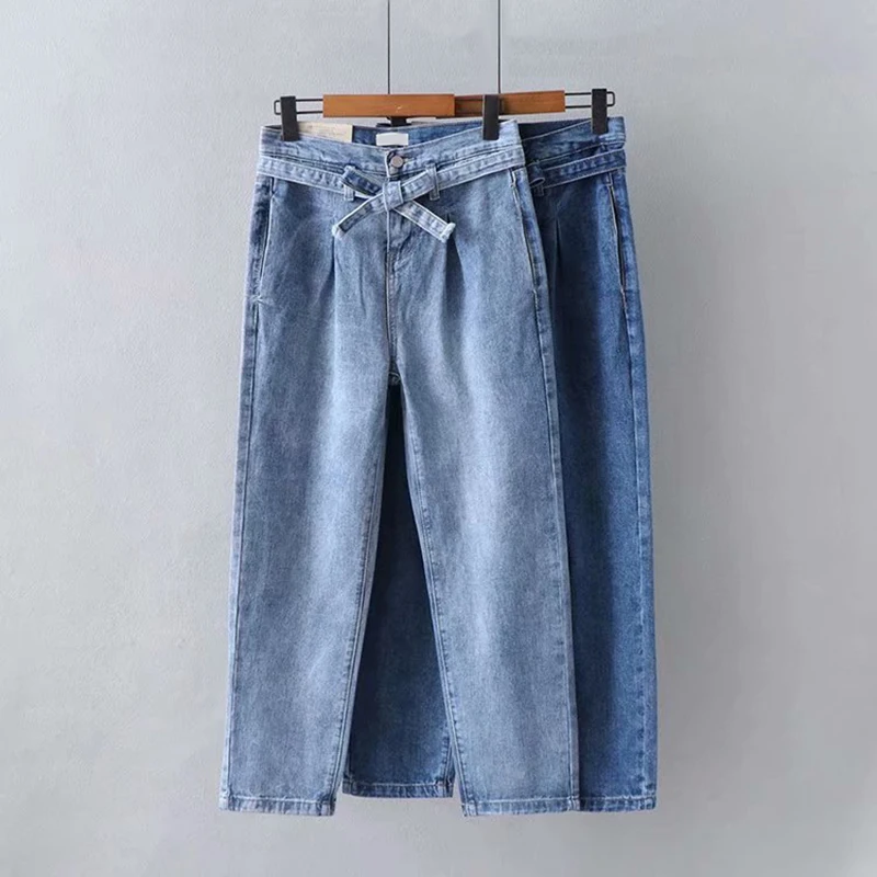 Женские джинсы с высокой талией GOPLUS синие джинсовые брюки в винтажном стиле