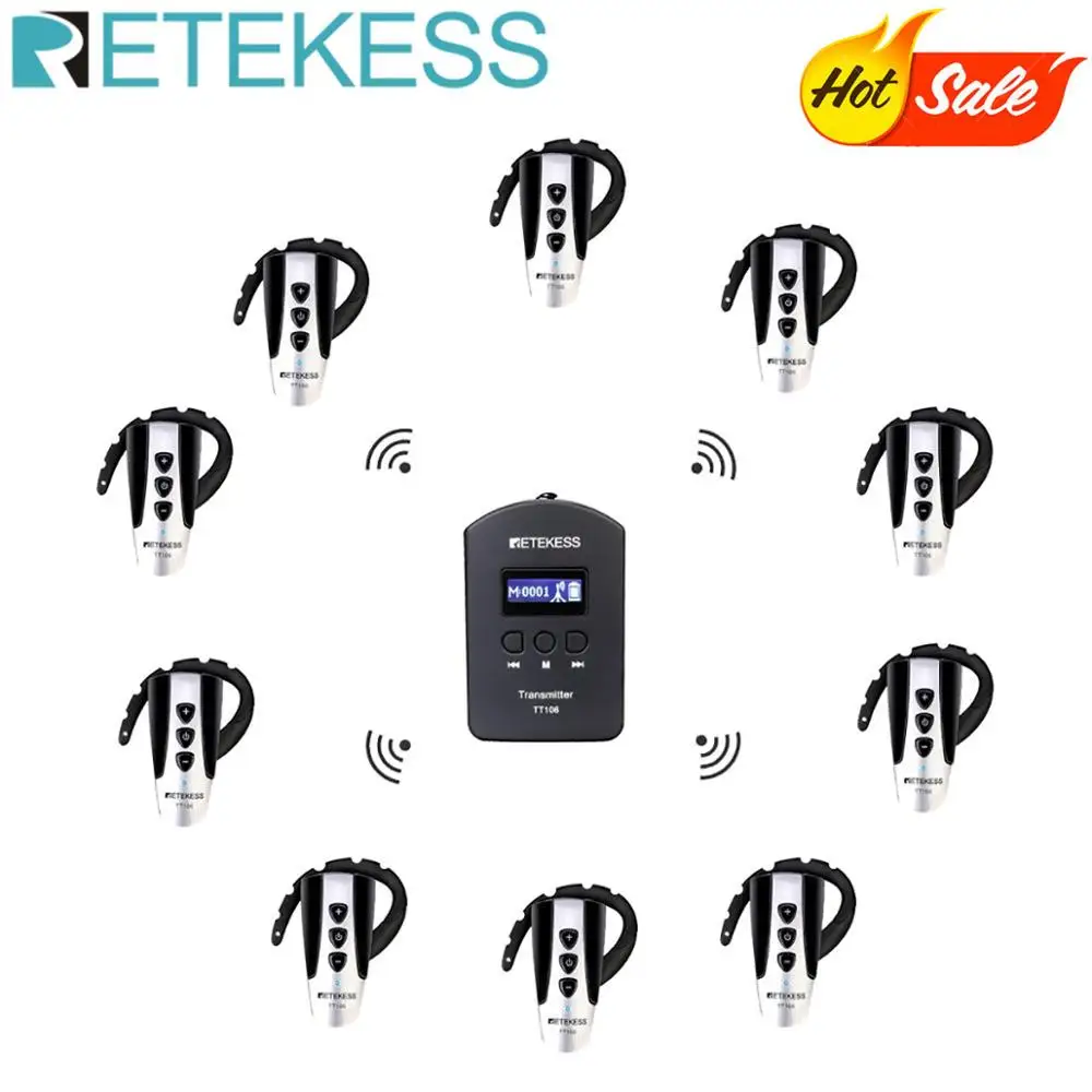 저렴한 Retekess-TT106 2.4G UHF 무선 투어 가이드 전송 시스템, 여행 회의, 교회, 번역, 공장 방문, 훈련용