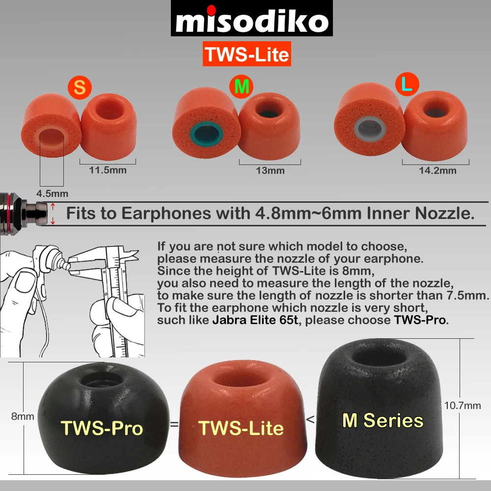 Misodiko TWS-Lite Memory Foam наконечники для наушников-для sony WF-1000XM3 SP700N 1000X, Jaybird Run X4 X3 X2 Freedom, Beoplay E8, BeatsX