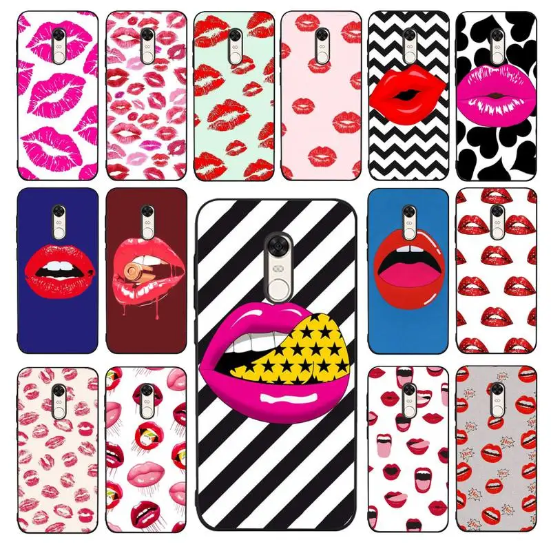

YNDFCNB Sexy Lips Pattern Phone Case for Redmi 5 6 7 8 9 A 5plus K20 4X 6 cover