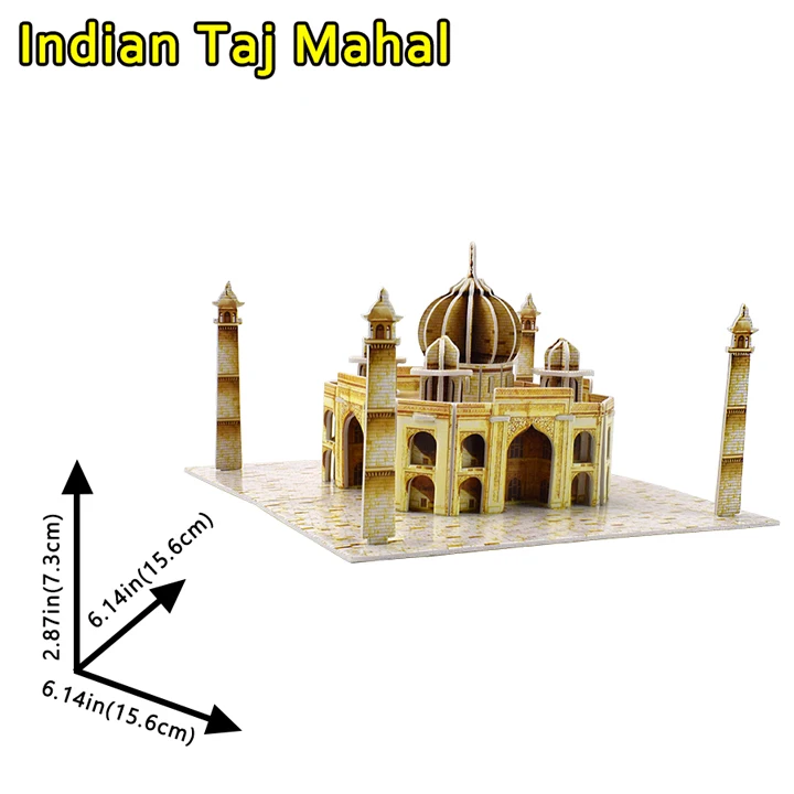 Taj Mahal Индийского Тадж-3D головоломка сборка "сделай сам" Игрушечная Сборная модель для детей путешествия сувенир мир паззл с архитектурой игрушка детский подарок - Цвет: Taj Mahal