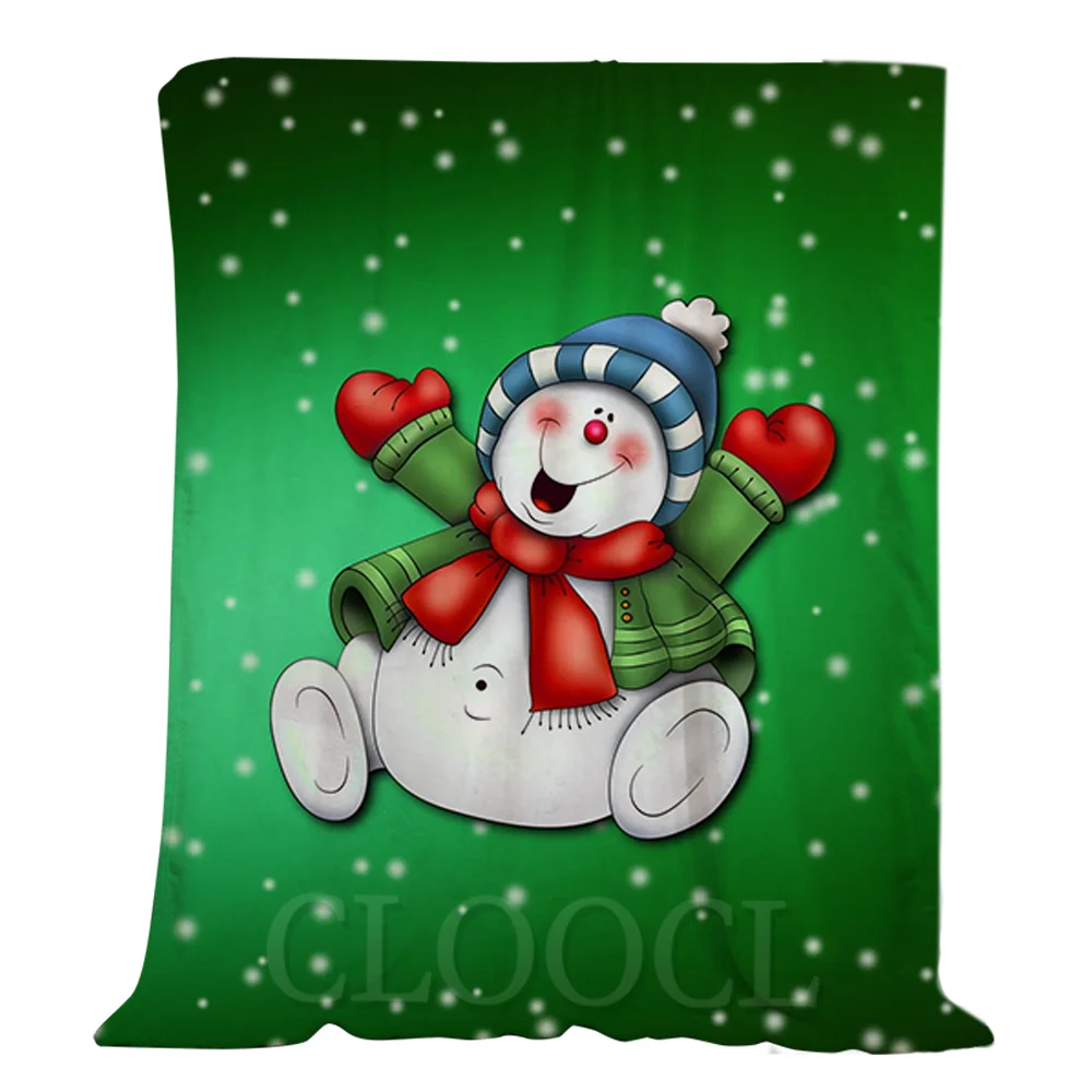 

CLOOCL Christmas Flannel Blankets Christmas Tree Snowman Plush Quilt Merry Christmas Blanket Festival Party Gifts