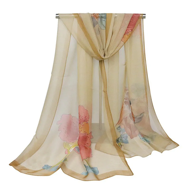 2020 новый цветок розы печать жоржет шифон шарф Шелковый квадратный хиджаб крутой