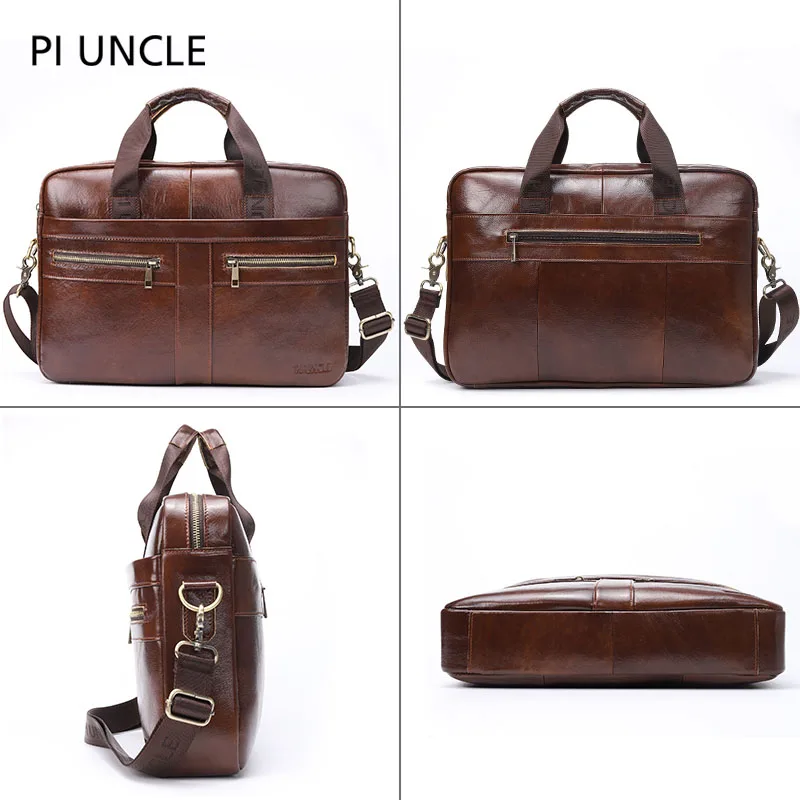 Кожаный портфель для мужчин Вместительная дорожная сумка на плечо