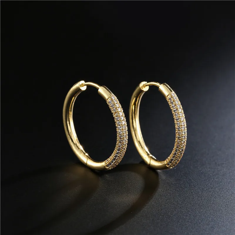 

Женские круглые серьги-обручи, роскошные свадебные серьги золотого цвета с фианитом AAA +, 2020