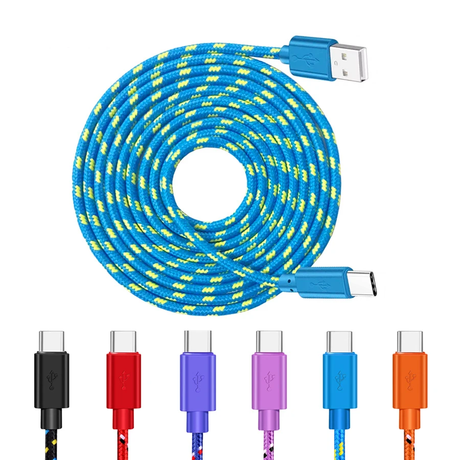Cable USB tipo C de nailon trenzado para teléfonos móviles Android, Cable...