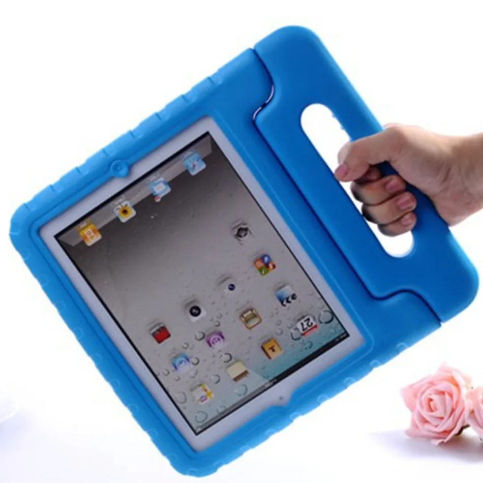 Чехол для iPad 2/3/4 из нетоксичного материала EVA, добавить в корзину подставка Ударопрочная ЕВА полное покрытие тела Дети дети Безопасный силиконовые para основа coque - Цвет: Синий