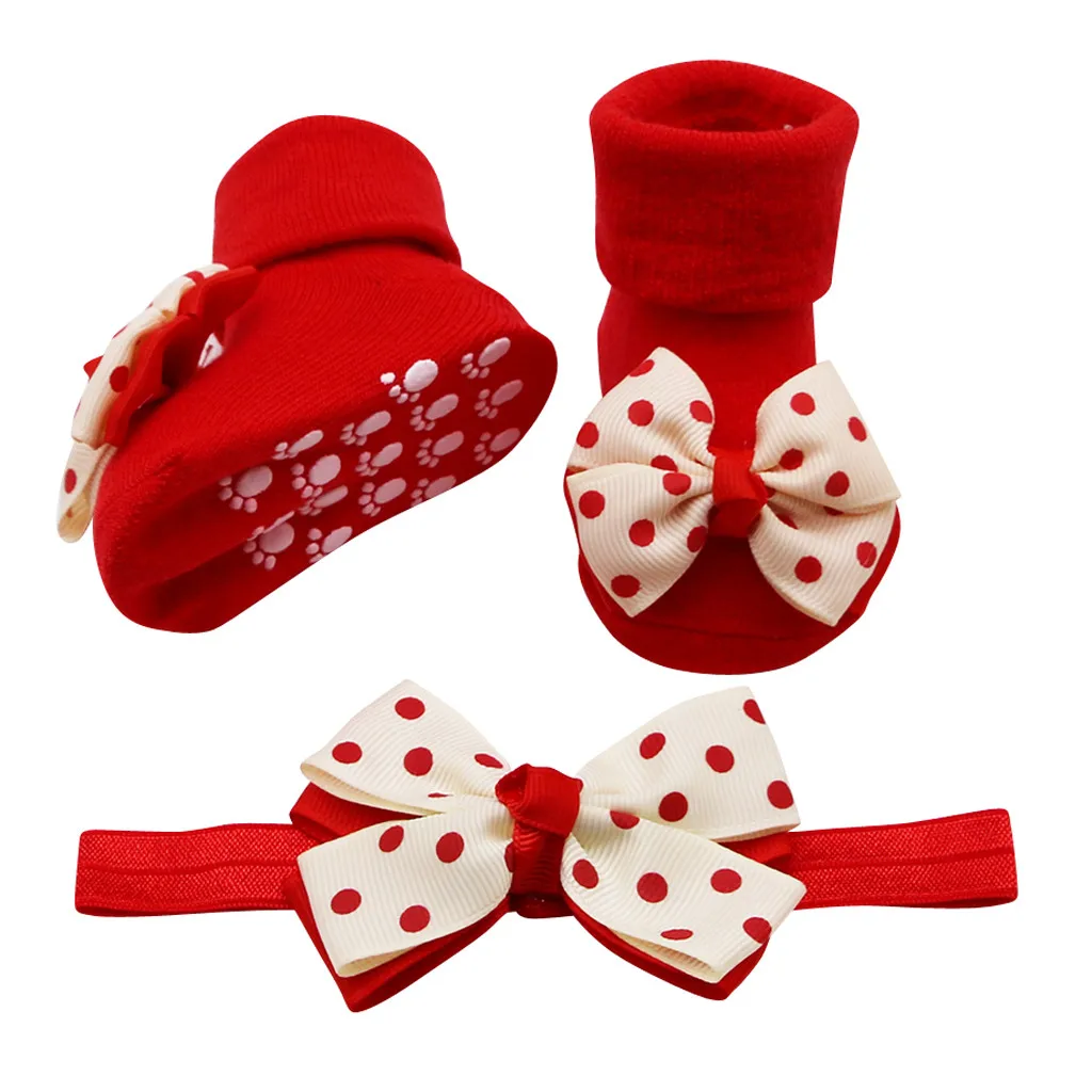 Детские носки для малышей + 1 шт. с ремнем волос маленьких девочек бантом оборками