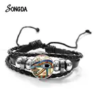 Винтажные глазом браслет с древнеегипетским амулет символ стеклянный камень регулируемый кожаный браслет для мальчиков и девочек