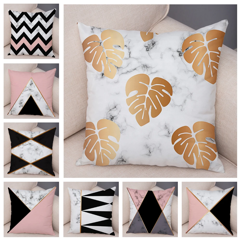 

Nordic Style Pillowcase Decorative Brief Marble Geometric Pillow Case Soft Short Plush Cushion Cover for Sofa Home Car 45x45cm