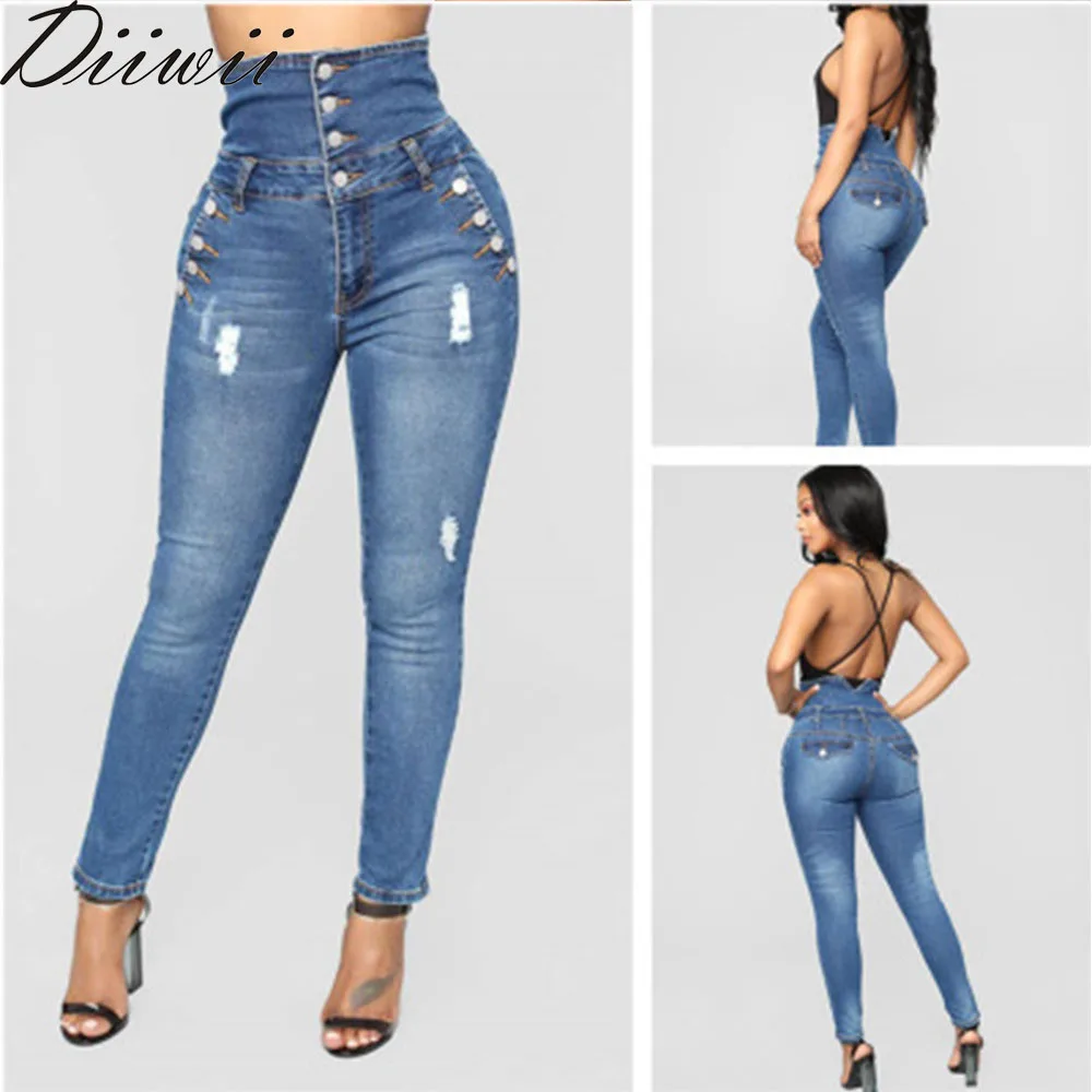 

Джинсы Diiwii женские с завышенной пуговицей, брюки-карандаш из денима, модные повседневные брюки-стрейч скинни для девушек и подруг, на осень