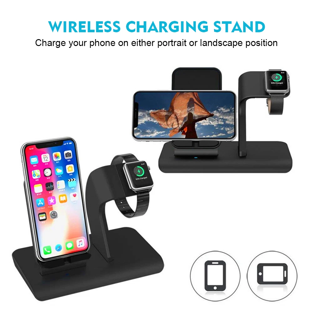 2 в 1 двойная Беспроводная зарядная док-станция для Apple Watch 5 4 3 AirPods Pro iPhone XR 11 XS Max 8 Plus
