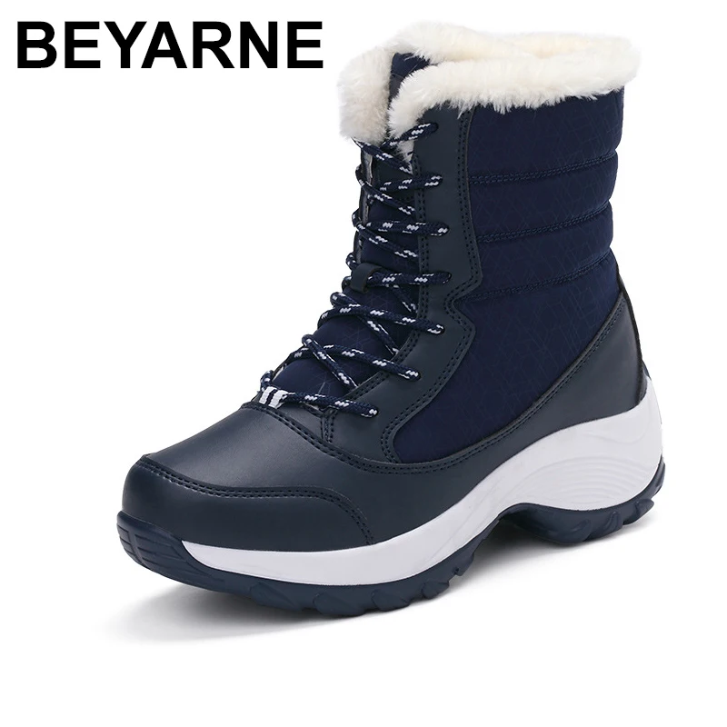 

BEYARNE2020 Women Snow Boots Waterproof Non-slip Parent-child Winter Boots Thick Fur Waterproof Platform Warm Shoes Plus Size