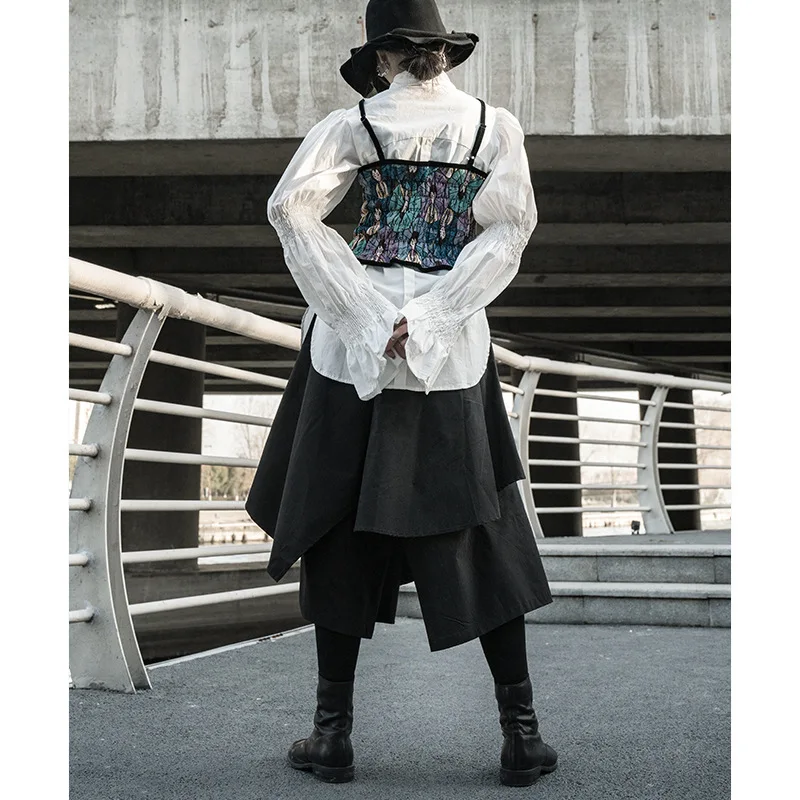 UMI MAO Spring Camisole Japanese Print Slim Retro Jacquard Short Outerwear Temperament Crop Top Women Y2k Clothes