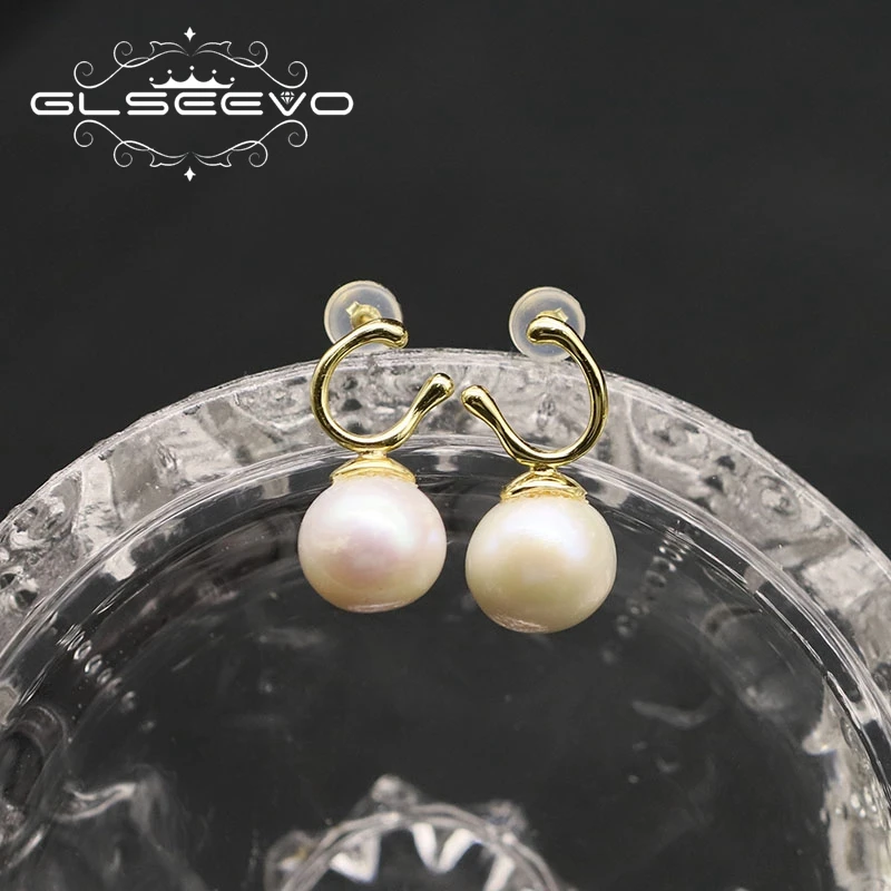 

Glseevo Natural Freshwater Pearl Unusual Opening Sterling Silver Earrings To Send Women Valentine'S Day Gift Jewelry GE1066