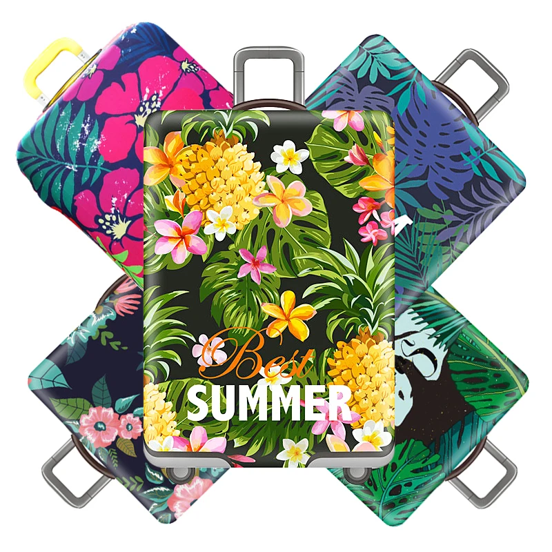 Новейший эластичный Чехол для багажа с цветами на колесиках чехол костюма женщин