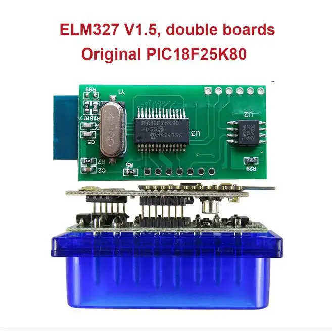 Профессиональный ELM327 V1.5 PIC18F25K80 Мини ELM 327 Bluetooth V1.5 OBD2/OBDII для Android Крутящий момент Автомобильный сканер кода - Цвет: V1.5