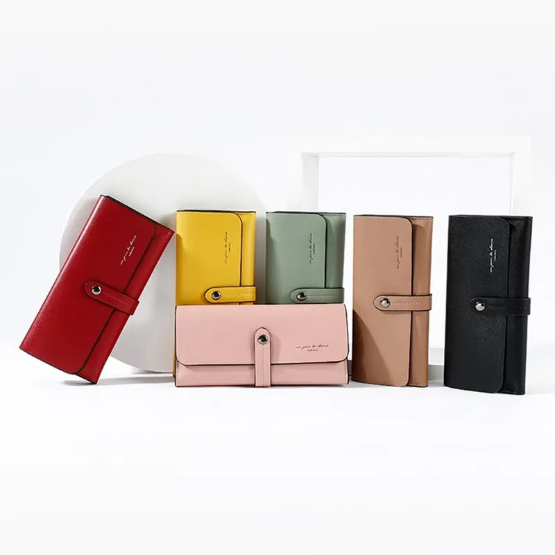 Модные женские кожаные кошельки длинные Дизайнерские однотонные желтые