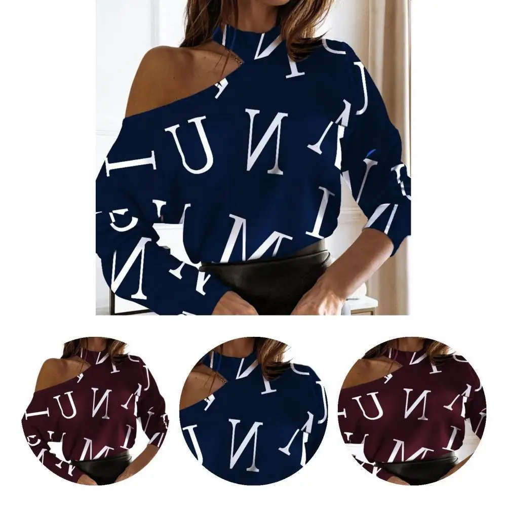 

Office Trendy Casual Irregular Lady Blouse Off Shoulder Blouse Long Sleeve for Daily Wear