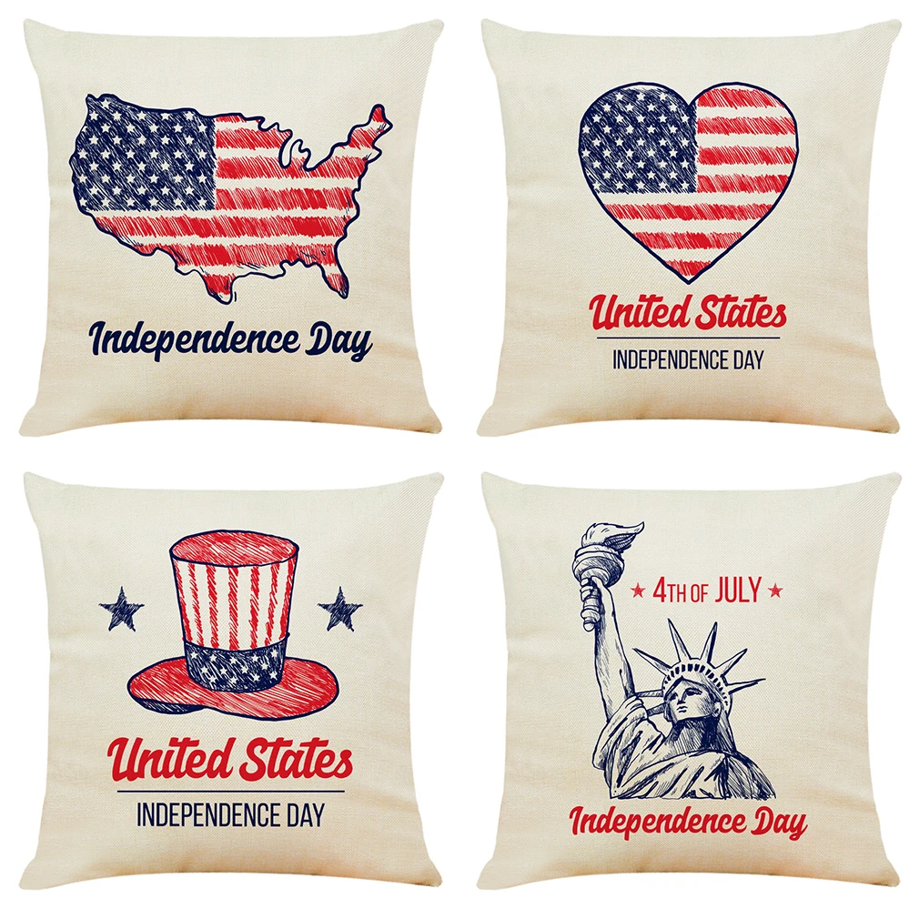 

Independence Day Cushion Cover Hoga Decorative Pillow funda cojines 45x45 housse de coussin Nordic Pillow Cover for Sofa Car
