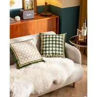 2022 simple retro art cushion cover decorative pillow case luxury modern european geometric green sofa chair bedding coussin