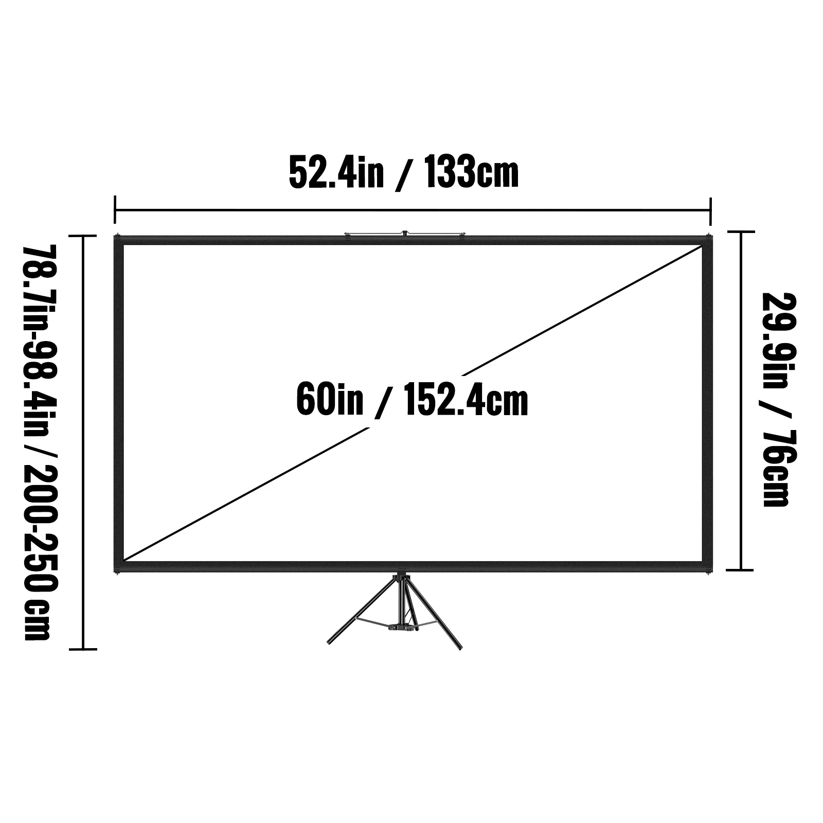 

VEVOR 60" 16:9 HD 4K 160-Degree Angle Projector Screen with Stand for Home Outdoor Movies TV Shows Videos Playing Games Etc