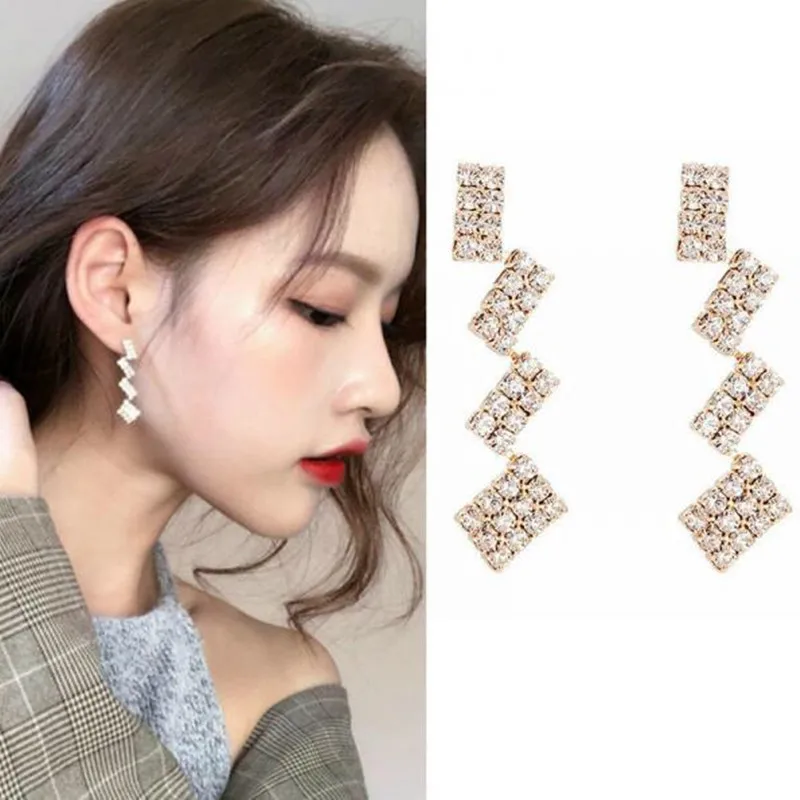 

Fashion Geometric square zircon earrings for Korean Minimalist Women Earrings Jewelry Accessories wholesale