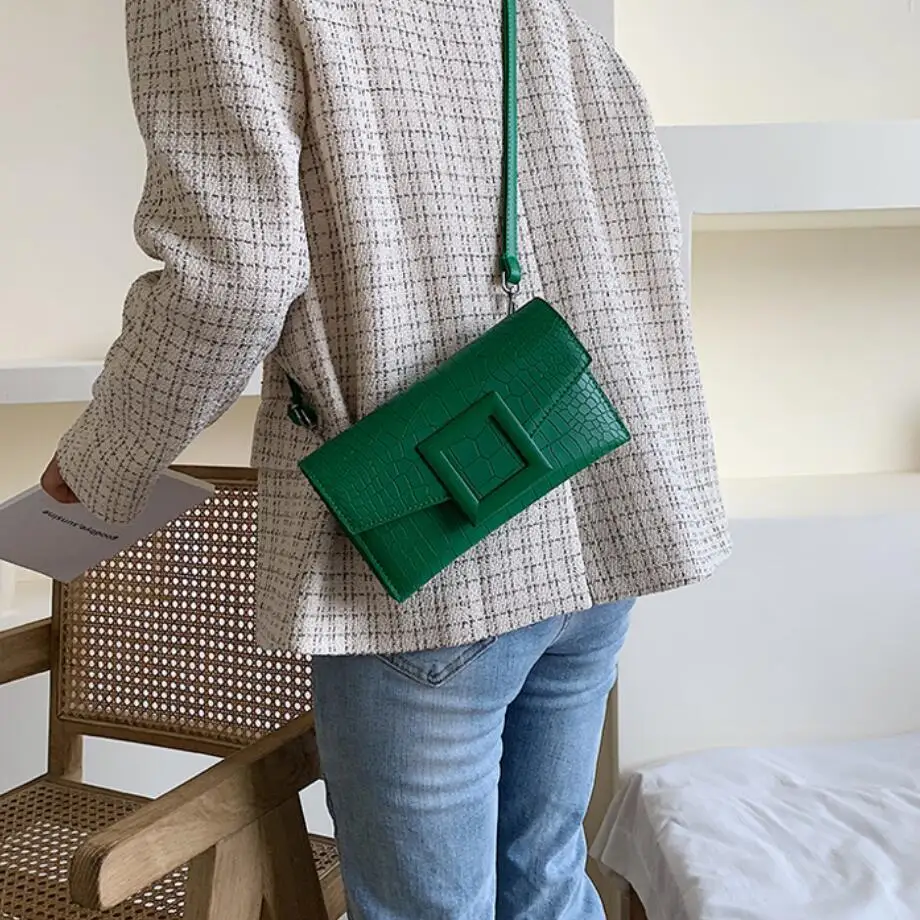 

Luxury Brand Crocodile pattern Flap bag 2019 Fashion New Quality Leather Women Designer Handbag Small Shoulder Messenger Bag#45