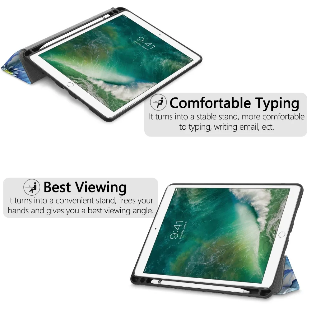 Чехол для iPad Air 3, 10,5 дюймов,, Фолио, резиновый, умный чехол, мягкий, ТПУ, задний Чехол с карандашом, для iPad Pro10.5 дюймов