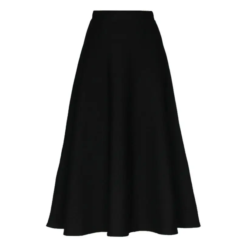 

[with pocket] spring and autumn new half length skirt medium length skirt high waist large swing skirt women's versatile large