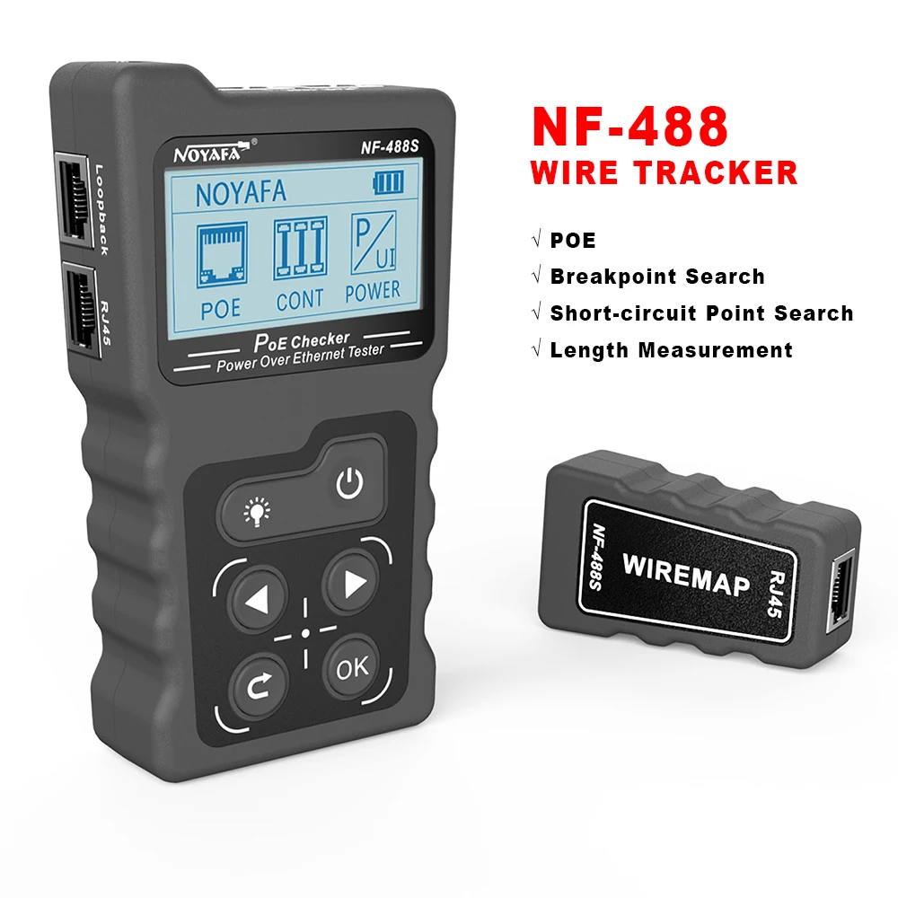 

NOYAFA NF-488 NEW LCD Network PoE Checker Over The Ethernet cat5 cat6 Lan Cable Tester Loop Test Tool