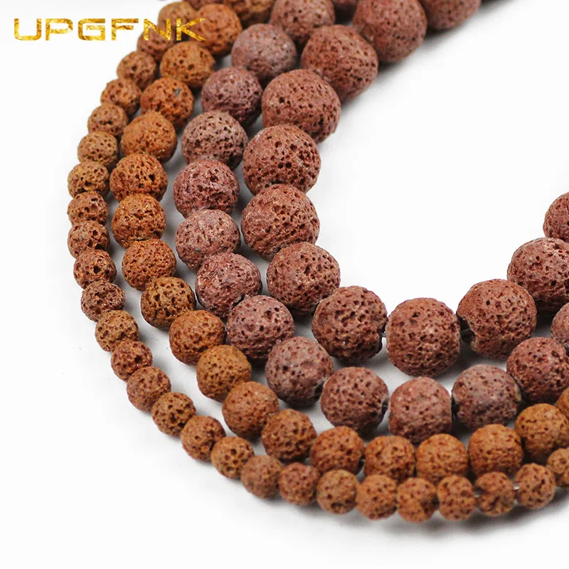 

Натуральный камень коричневого цвета бусины из вулканической лавы, круглые бусины-разделители для изготовления ювелирных изделий, 15 дюймо...