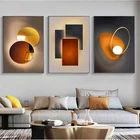 Абстрактная Геометрическая Картина на холсте оранжевый плакат и принты нордическая минималистическая Настенная картина для интерьера дома Куадрос Декор