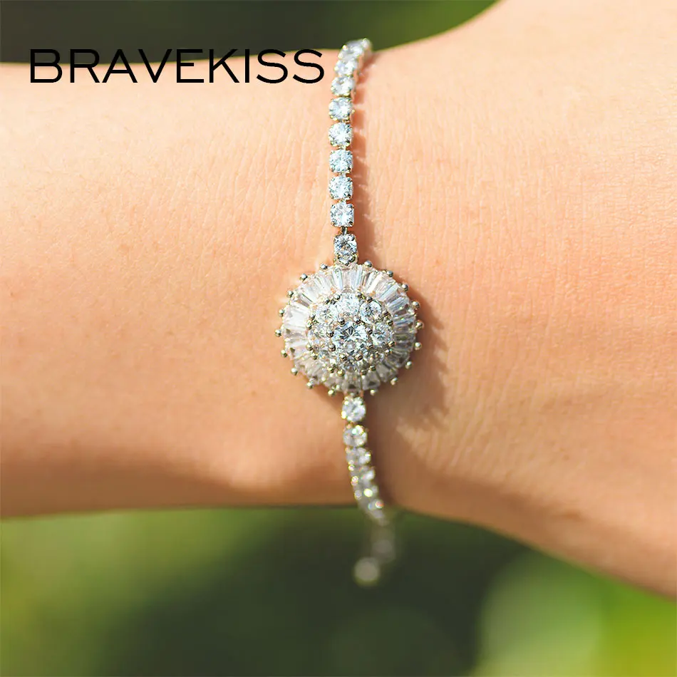 Браслеты Bravekiss UB0210 винтажные круглые с фианитами модные для друзей теннисные