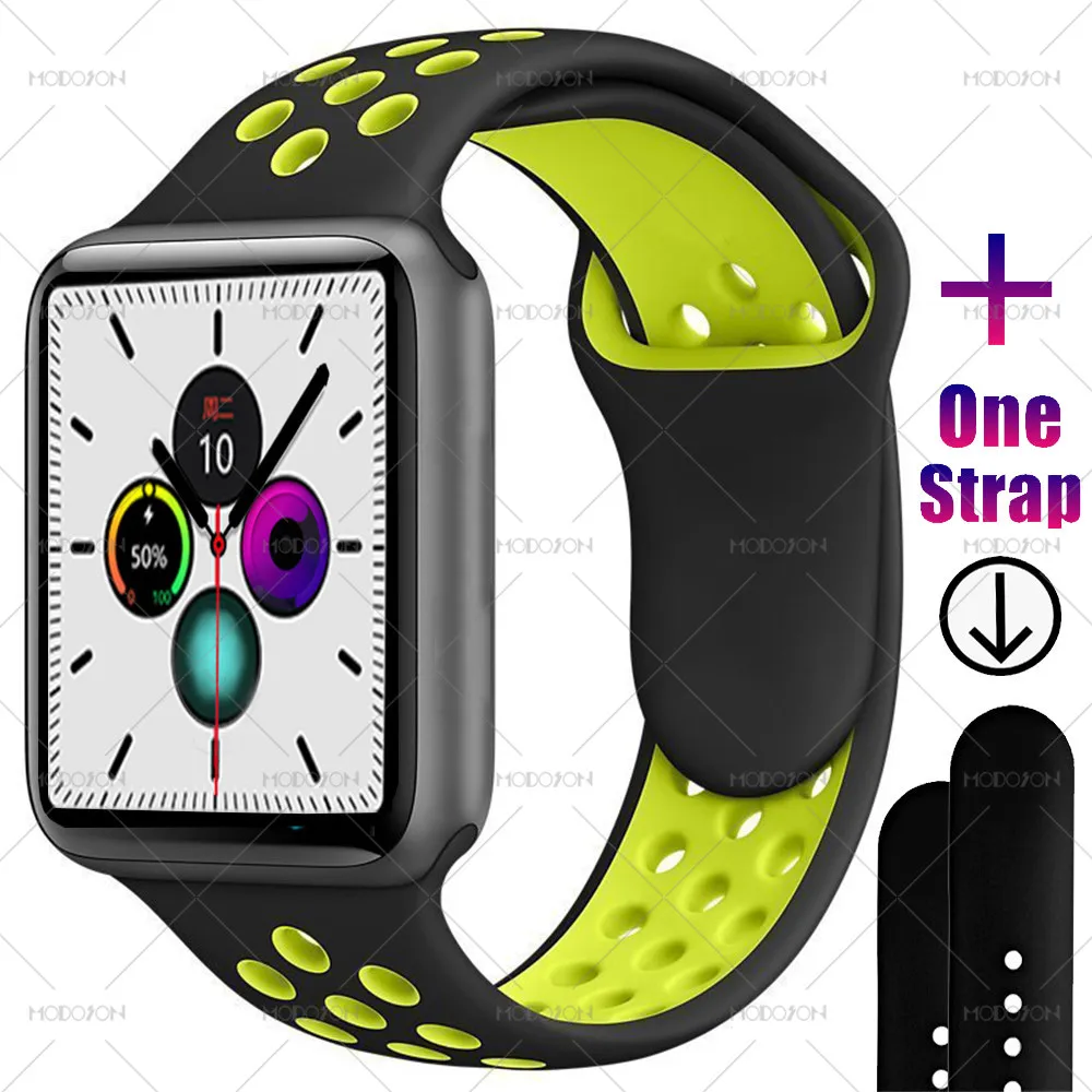 Black Black Yellow MODOSON, умные часы iwo 12, серия 5, 30, с циферблатом, пульсометр, умные часы, фитнес-трекер, часы для Apple iphone, Android - Цвет: Black Black Yellow
