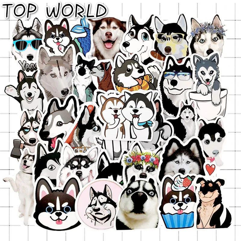 

10/50pcs/pack Siberian Husky Dog Animal Vsco Cartoon Stickers For Laptop Skateboard Luggage Refrigerator Notebook Laptop Toy