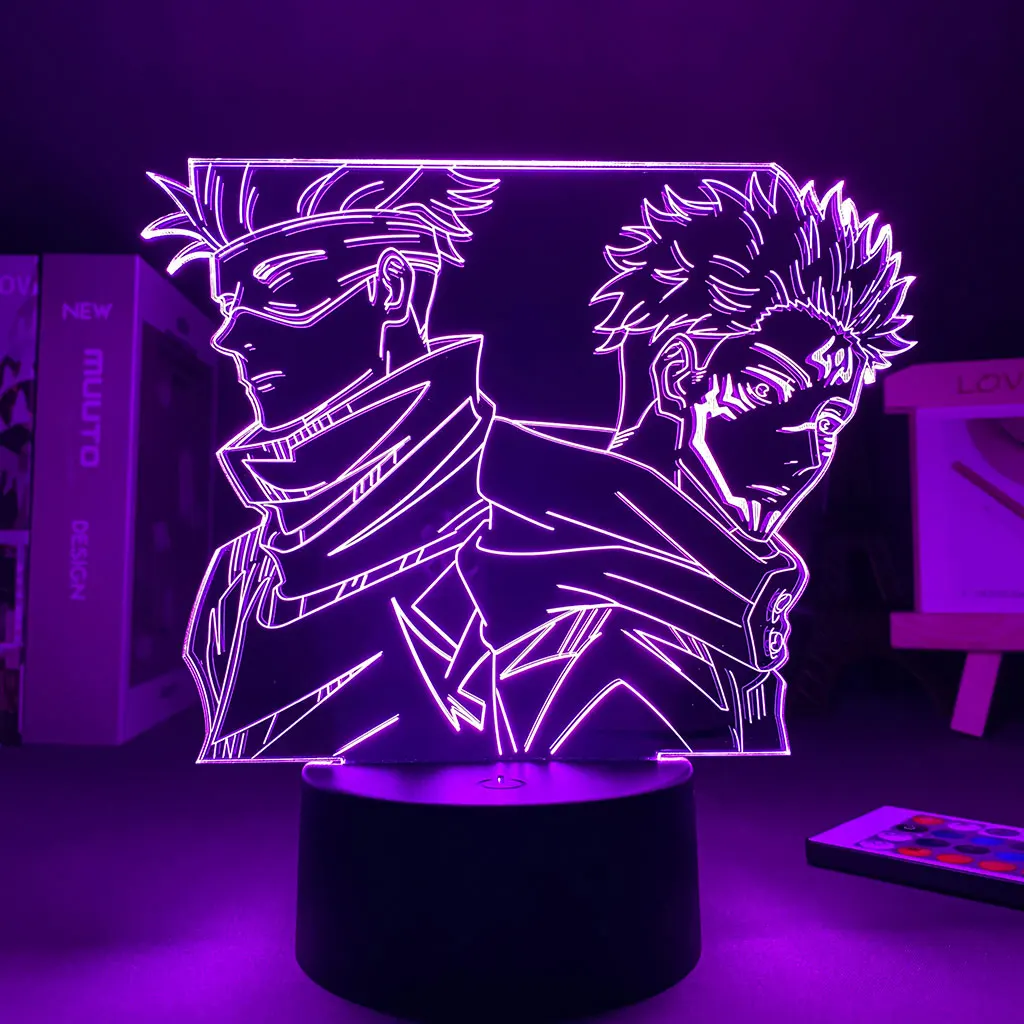 

Аниме лампа 3D лампа Сатору годзё юютсу кайсен светодиодный ночсветильник Yuji Itadori для декора комнаты подарок на день рождения кавайный Декор...