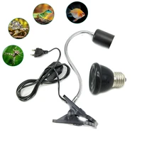 mini pet reptile heat lamp kit with clip on ceramic lights holder heating lamp set tortoises basking lighting e27 eu plug 220v