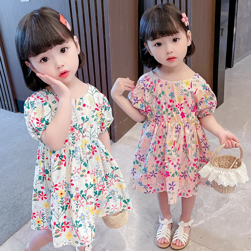 

2021 New Children's Dress Baby Bubble Sleeve Broken Flower Skirt Dress Flower Girl Dresses Baby Girl Dress Baby Girl Clothing
