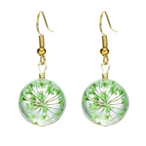 Style 18 SONGDA Новые красочные серьги с сушеным цветком золото серебро прозрачный шар серьги-капельки с имитацией листьев милые ушные капли современные ювелирные изделия - Окраска металла: Style 18