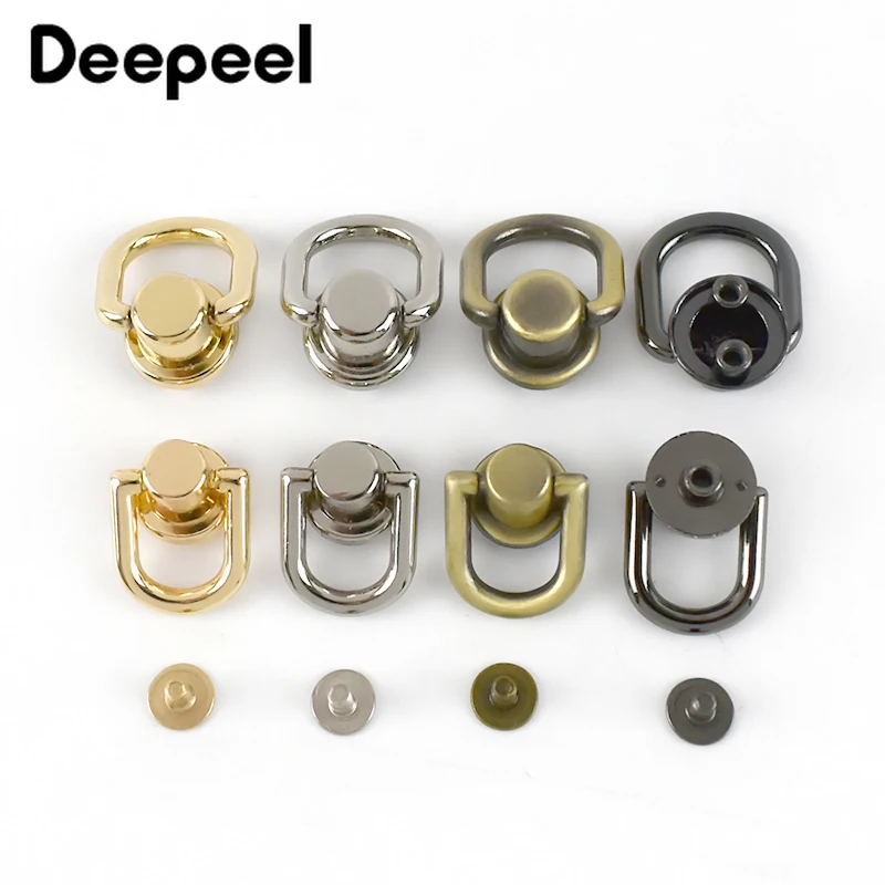 

Deepeel 5pcs Metal Round D O Ring Stud Side Clip Bag Screw Nail Rivet Strap Connector Hang Buckle DIY Purse Leather Accessories