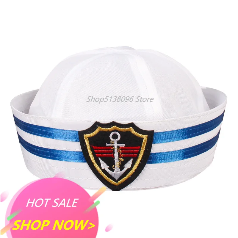 Шапка в стиле милитари белая шапка капитана моряка морской флот Кепка с якорем