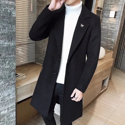 2023 модный мужской повседневный деловой тренчкот из смешанной шерсти Мужское пальто для отдыха мужские панковские стильные смешанные куртки от пыли
