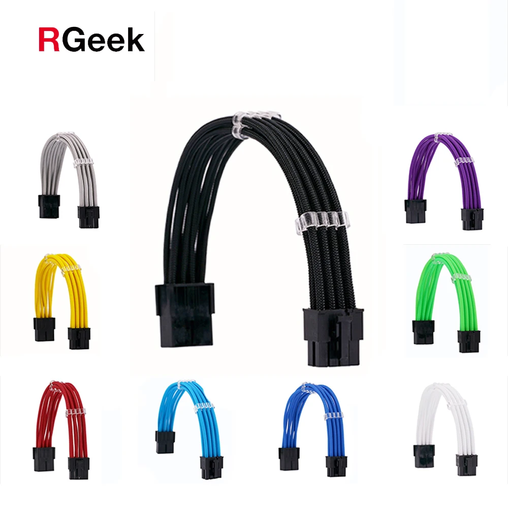 

Удлинитель питания RGeek PCI-E 8-контактный (6 + 2) для материнской платы/GPU 8-контактный 18AWG однотонный кабель с гребнем для кабеля