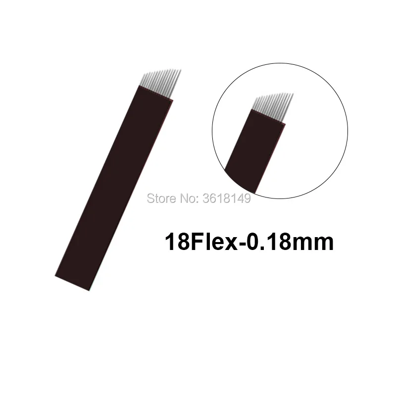 18flex 50 шт. Lamina Tebori U 18 микроблейдинг Pin 0,18 мм иглы для татуажа 12 14 12U 16 Перманентный макияж бровей вышивка лезвия ручка - Габаритные размеры: 18flex