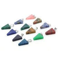 wholesale25pcs natural semi precious stone lapis lazuli agate triangle pendant making diy necklace bracelet earring jewelry gift