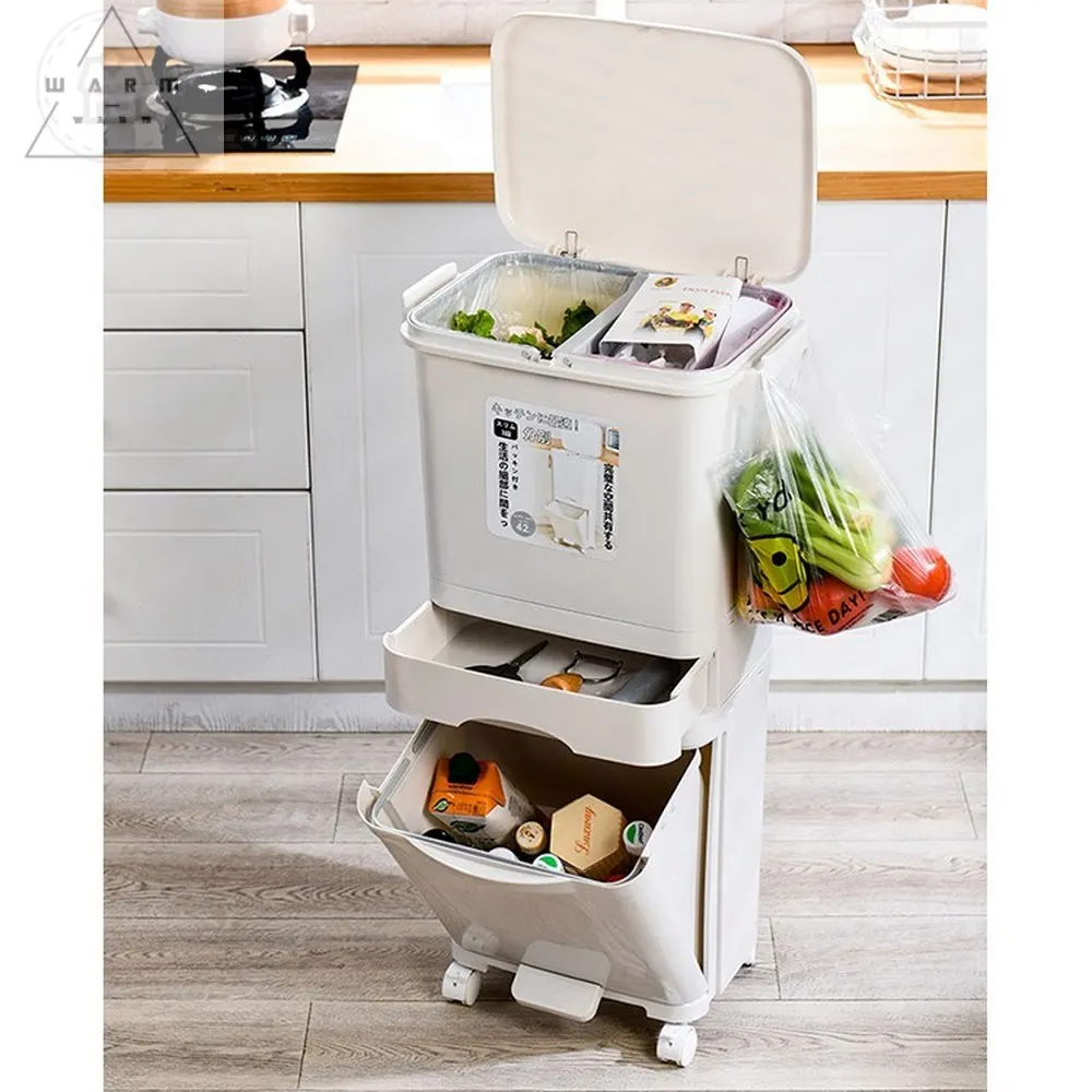 42L большой двойные слои для мусора Кухня вертикальный отходов сортировки ящики с