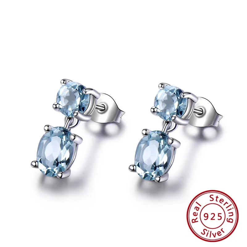 ORSA JEWELS твердые 925 пробы серебряные серьги-гвоздики для женщин подлинный голубой топаз роскошные женские ювелирные изделия VSE05 - Цвет камня: VSE07
