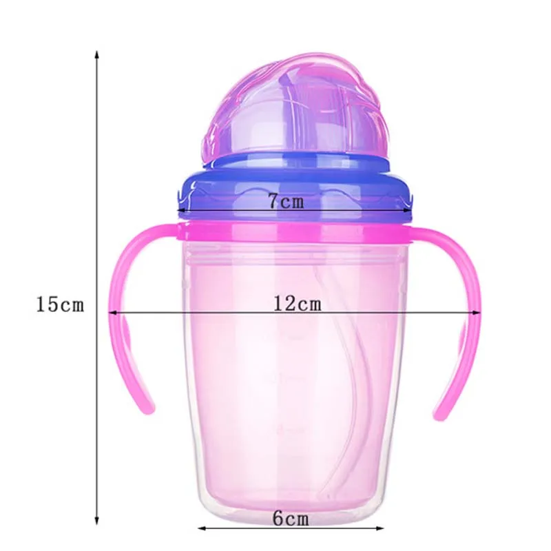 Toddler Silica Gel 240ml Cute Baby Cup Kids Children Learn Feeding Drinking Water Handle Bottle Training |