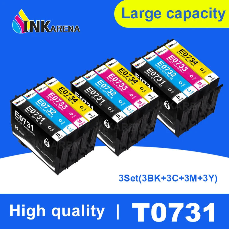 Картридж T0731N для Epson T0731 картридж с чернилами и чипом работает на принтере TX209 TX210